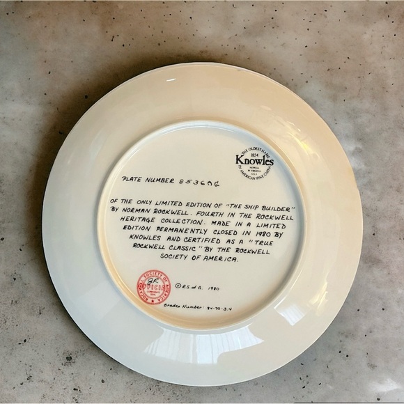 2/$50 Vintage Collector Plate Norman Rockwell The Ship Builder 1980 Authentic - Picture 2 of 8